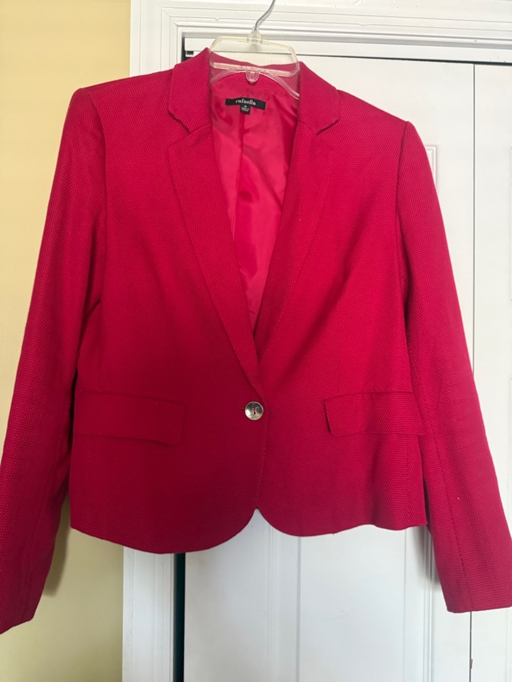 Rafaella Hot Pink Textured Single-Button Blazer